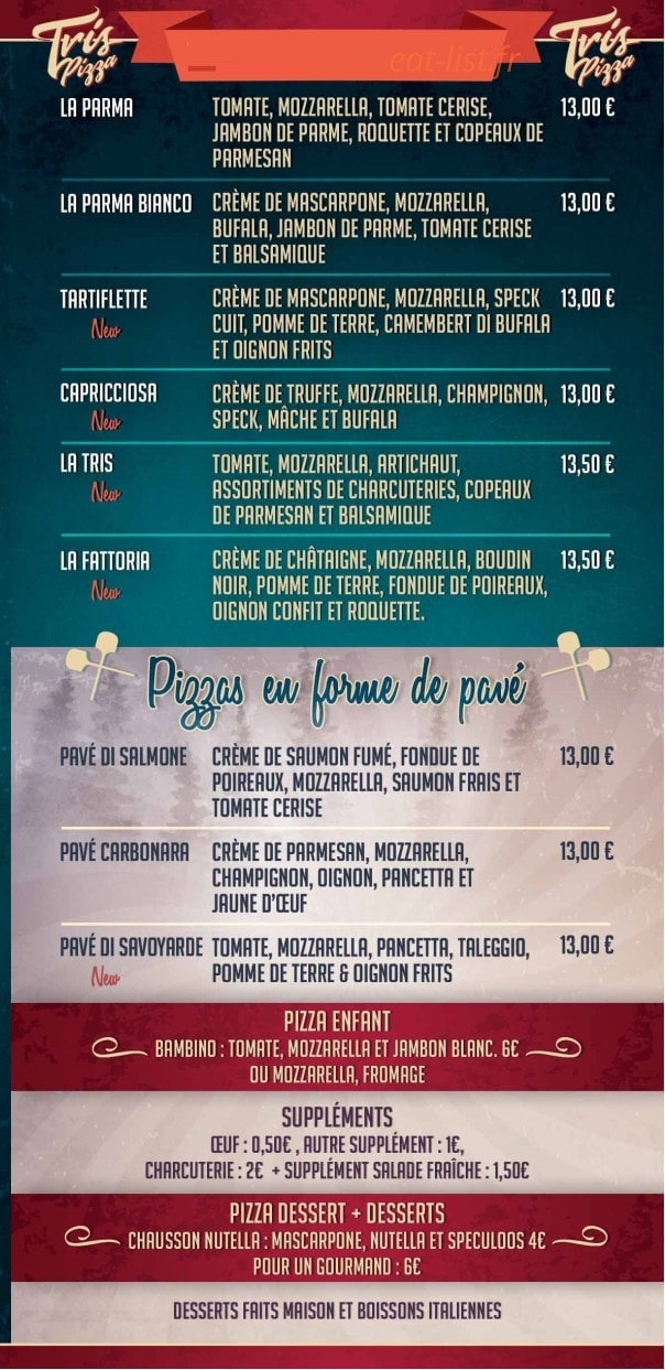 Tris Pizza — carte page 2