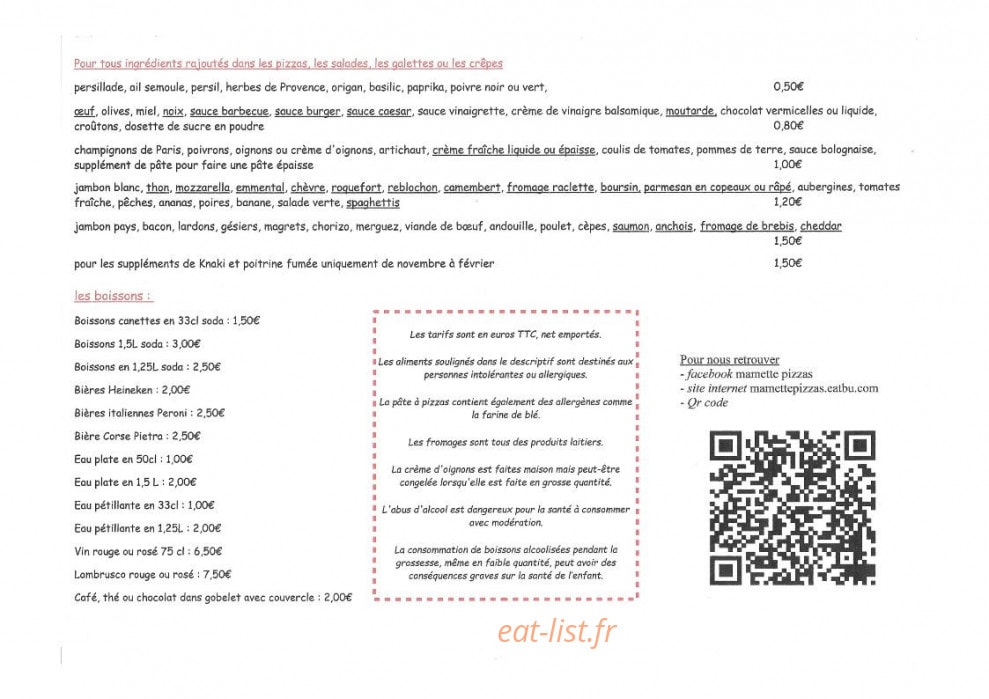 Mamette pizzas — carte page 5