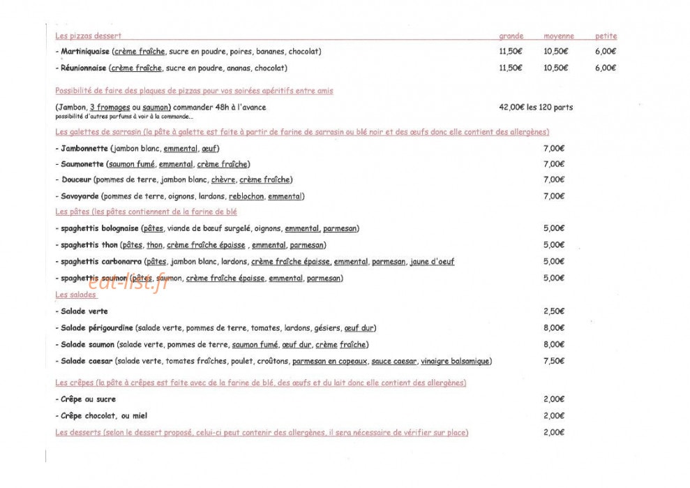 Mamette pizzas — carte page 4