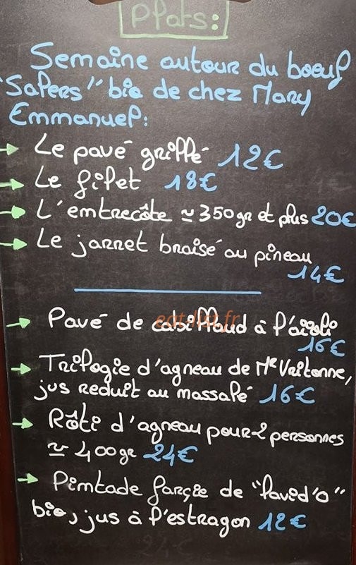 Le bistrot des halles — carte page 1