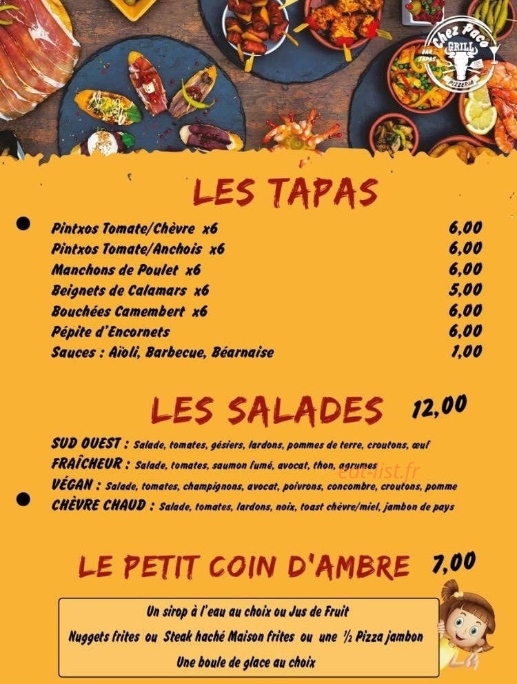 Chez Paco — carte page 1