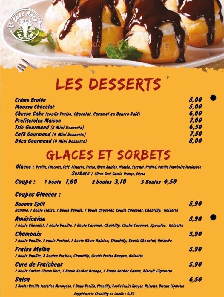 Chez Paco — carte page 4