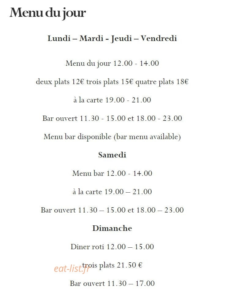 L'Auberge du Noyer — carte page 4