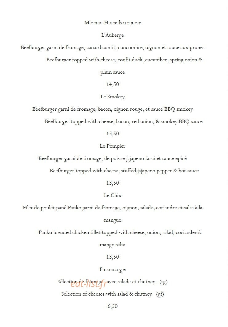 L'Auberge du Noyer — carte page 2