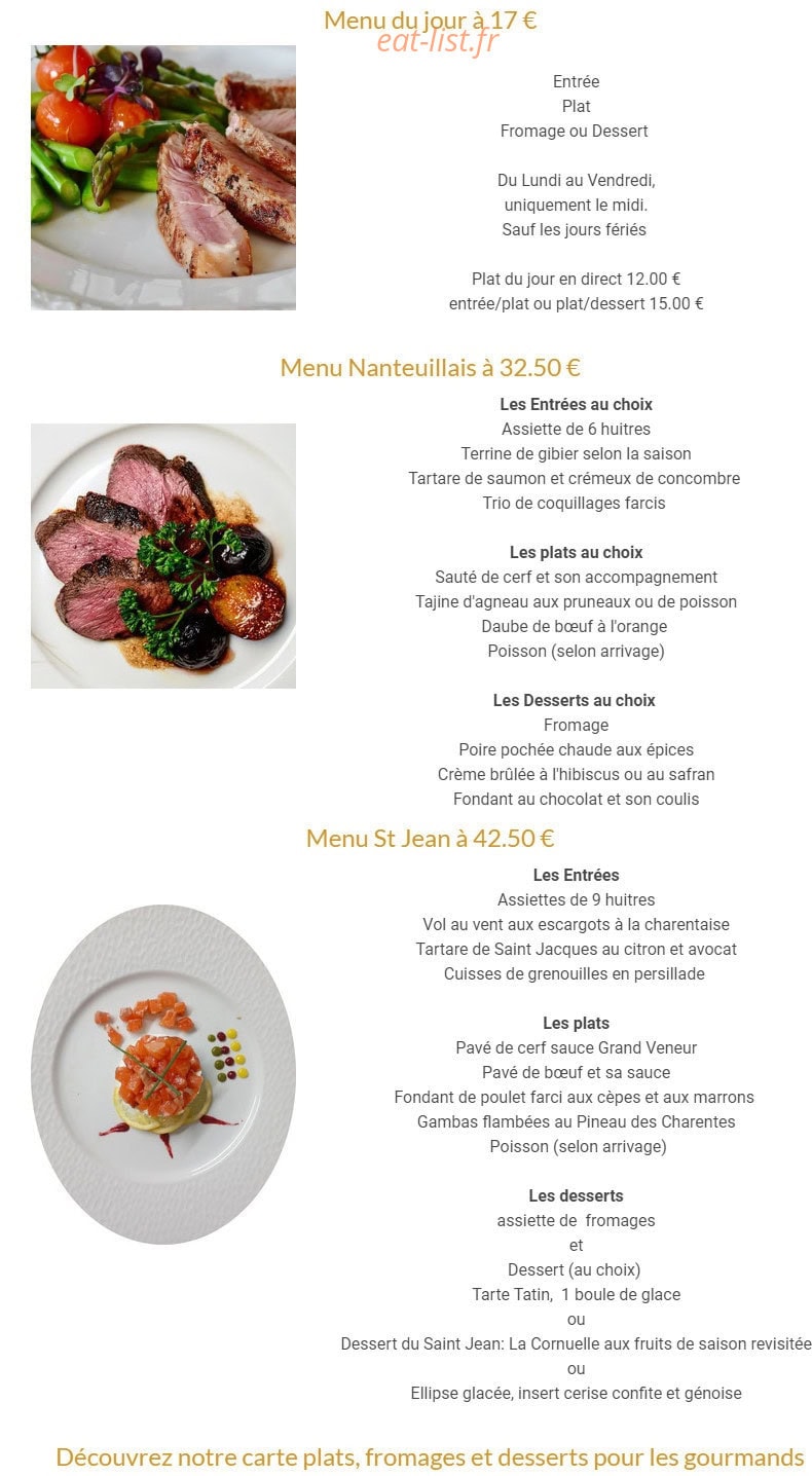 Auberge Le Saint Jean — carte page 1