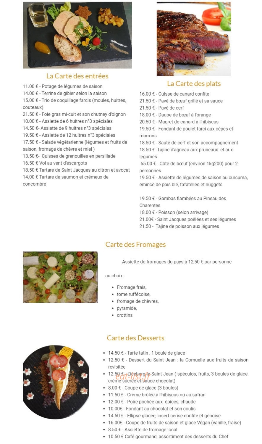 Auberge Le Saint Jean — carte page 2