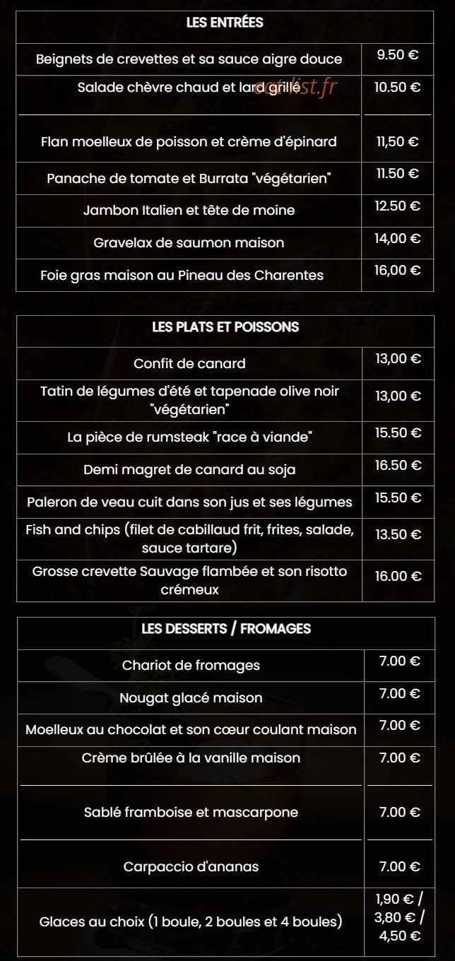Aux Plaisirs Gourmands — carte page 1