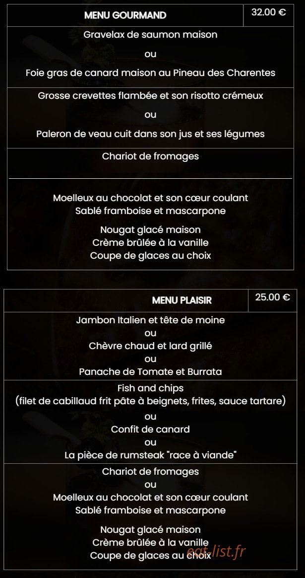 Aux Plaisirs Gourmands — carte page 2