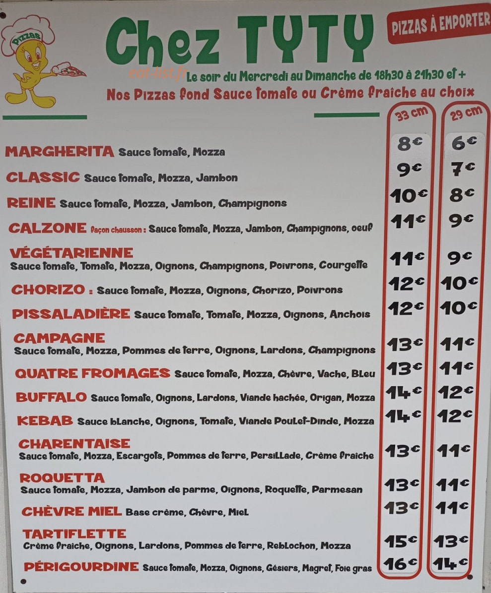 Chez Tyty — carte page 1