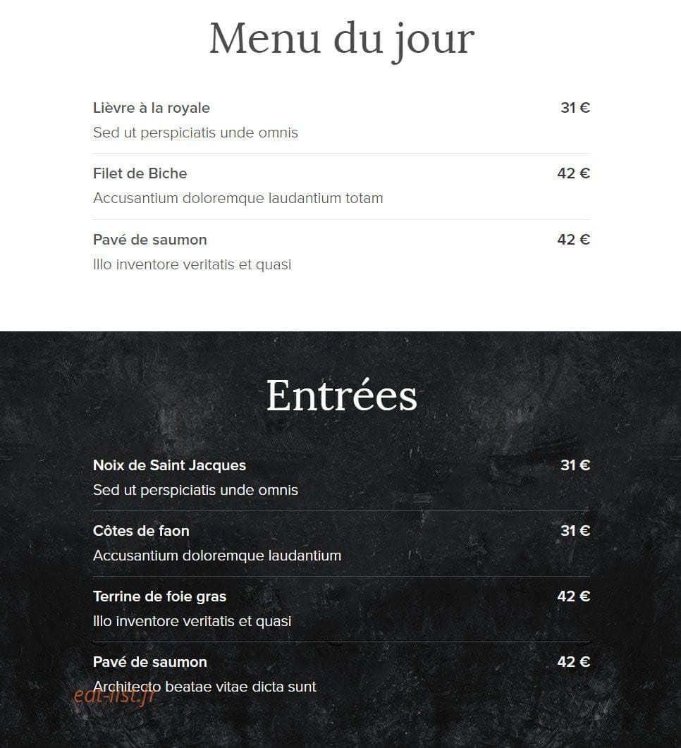 Saveurs d'Afrique — carte page 1