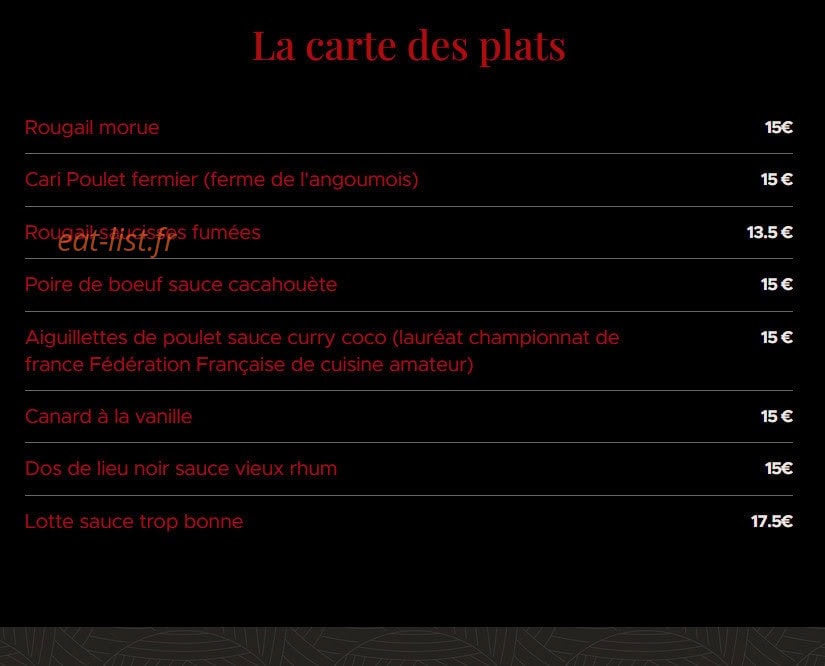 Saveurs métissées — carte page 2