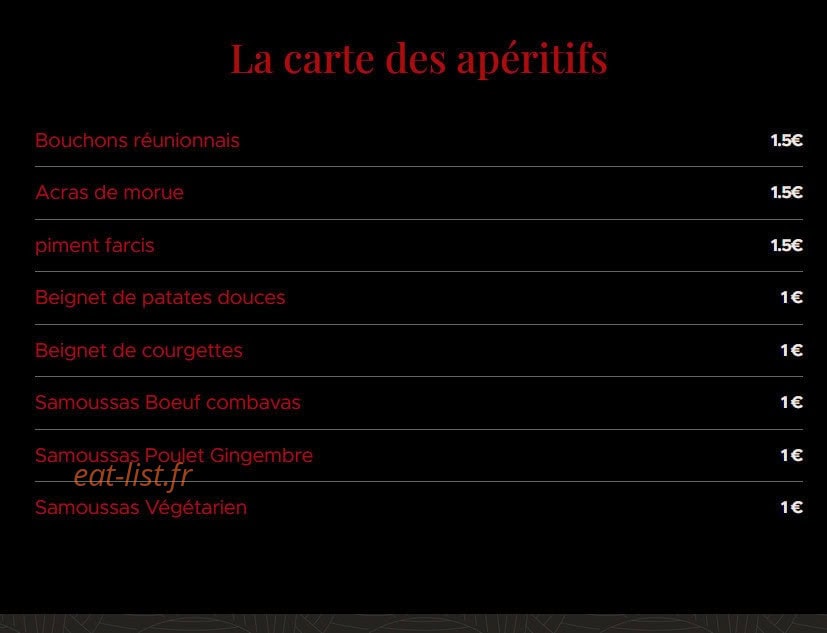 Saveurs métissées — carte page 1