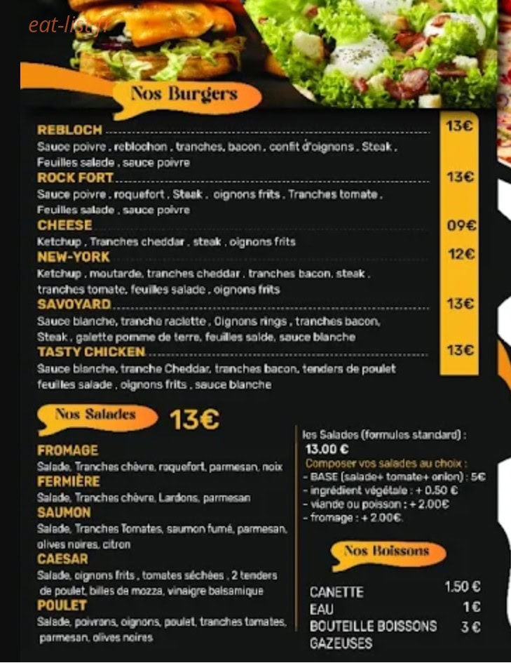 The TIME FOOD — carte page 5