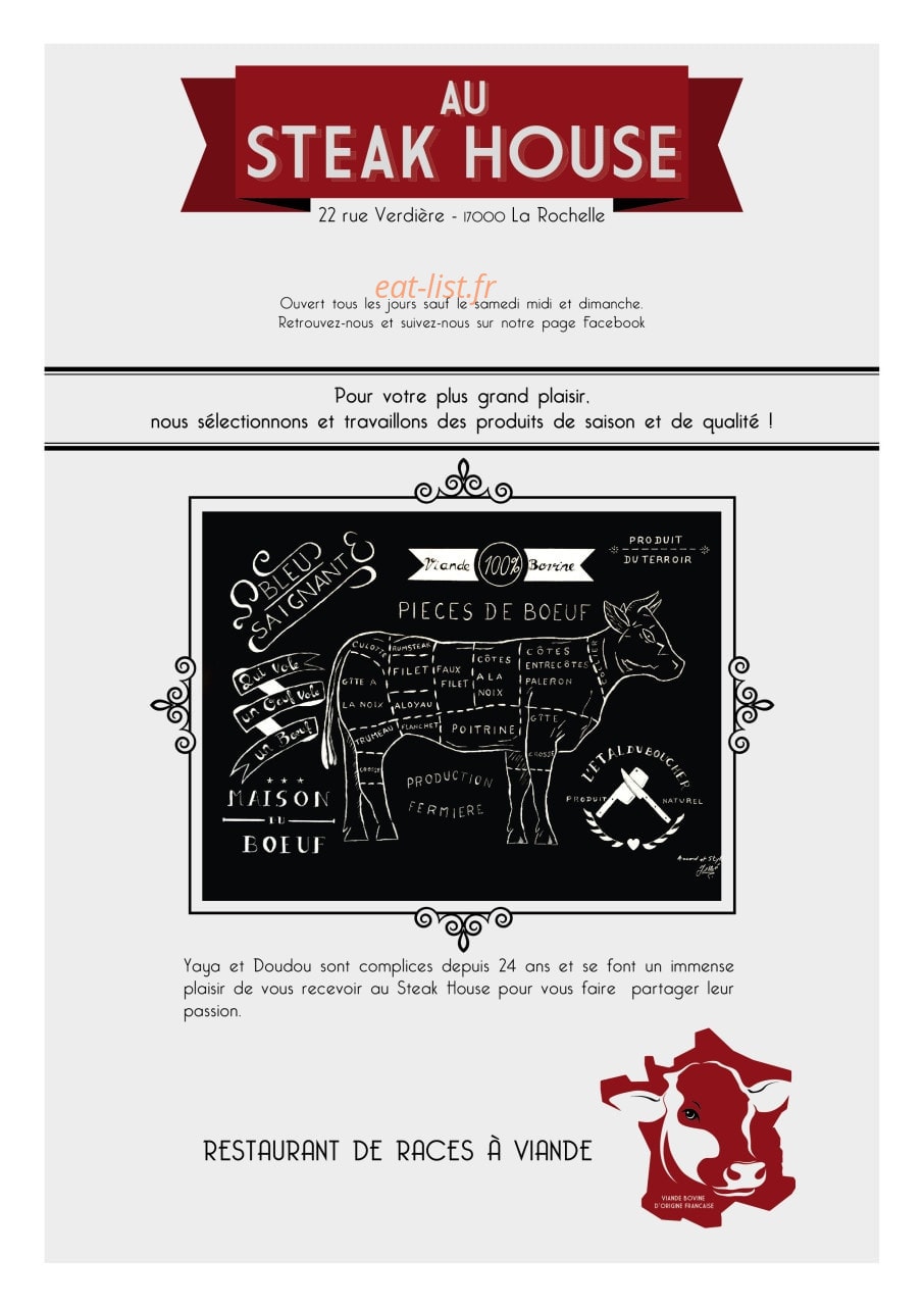 Au Steak House — carte page 3