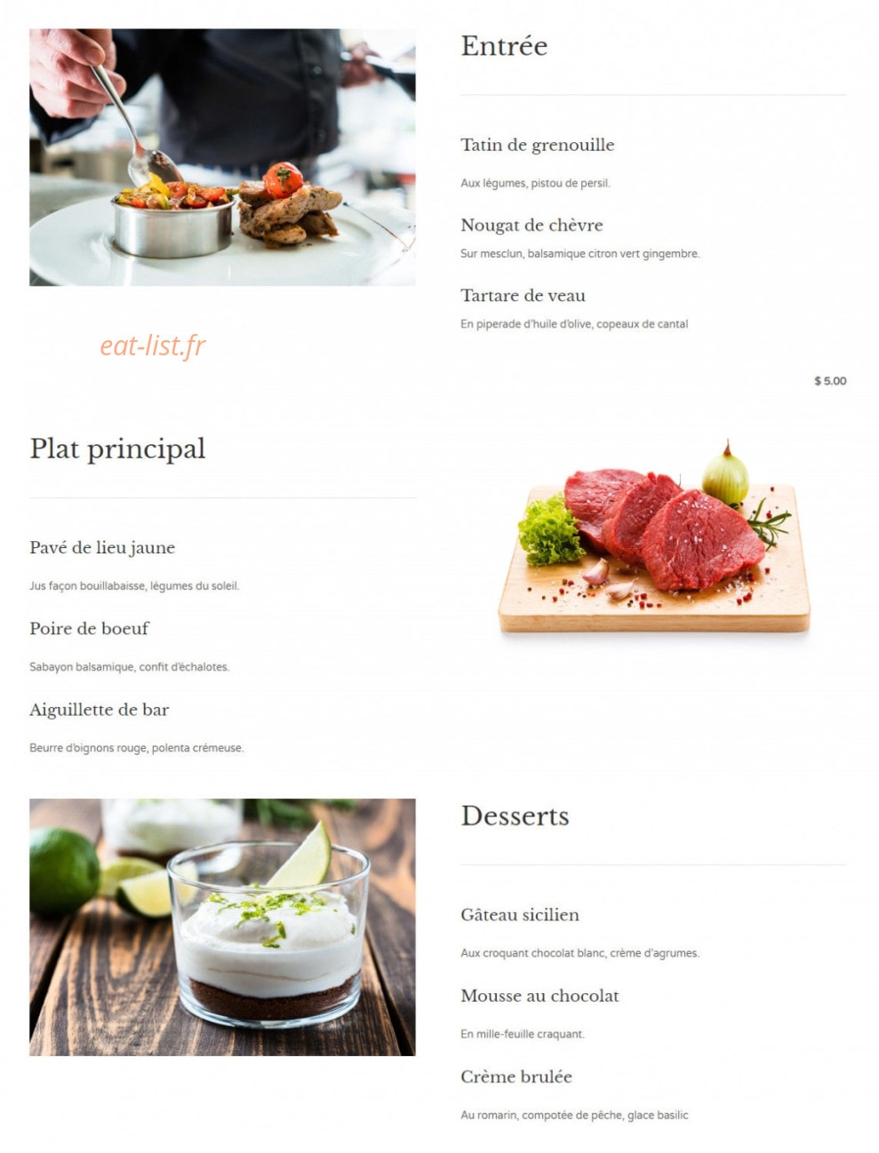 Bistronome — carte page 2