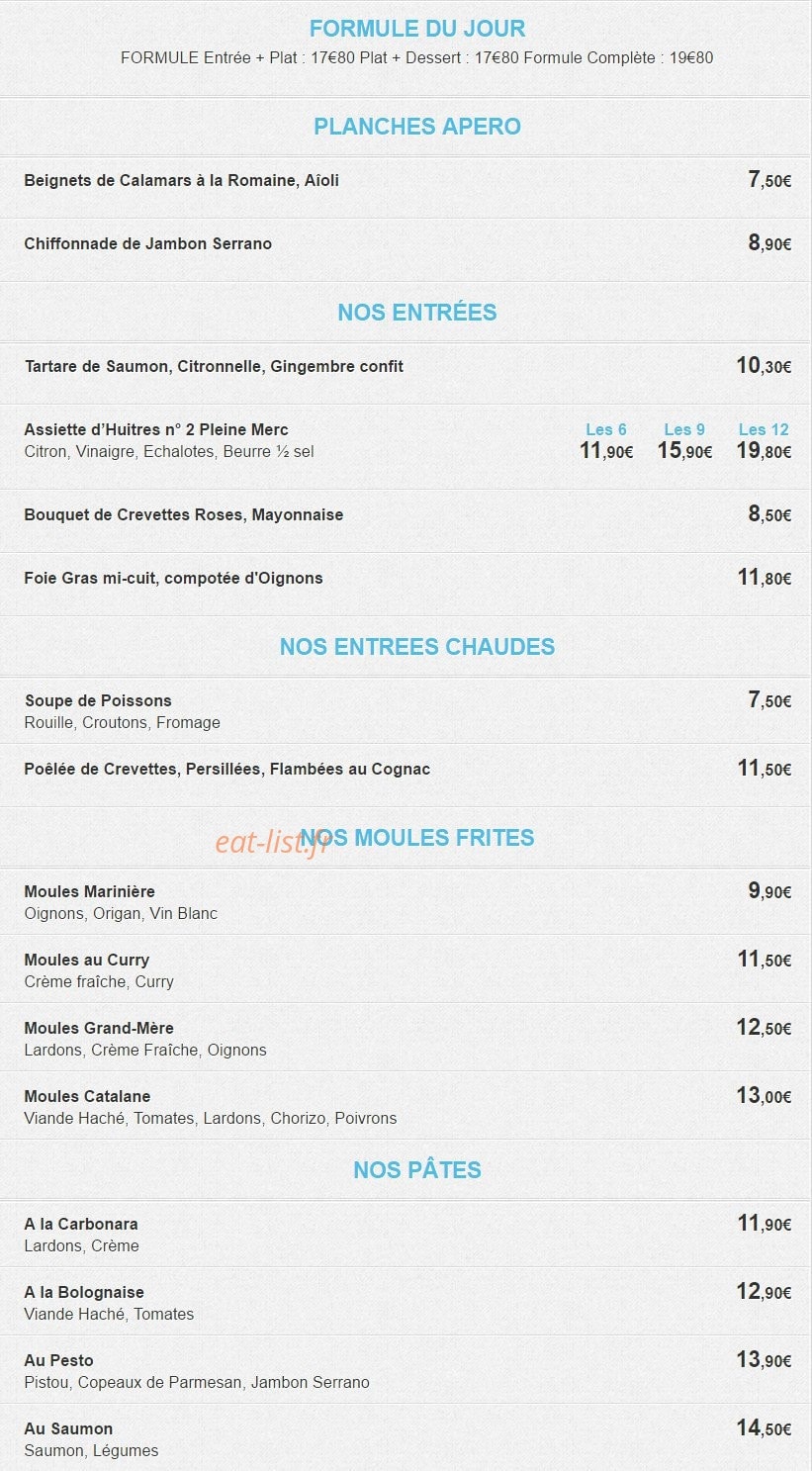 Brasserie Saint-Nicolas — carte page 1