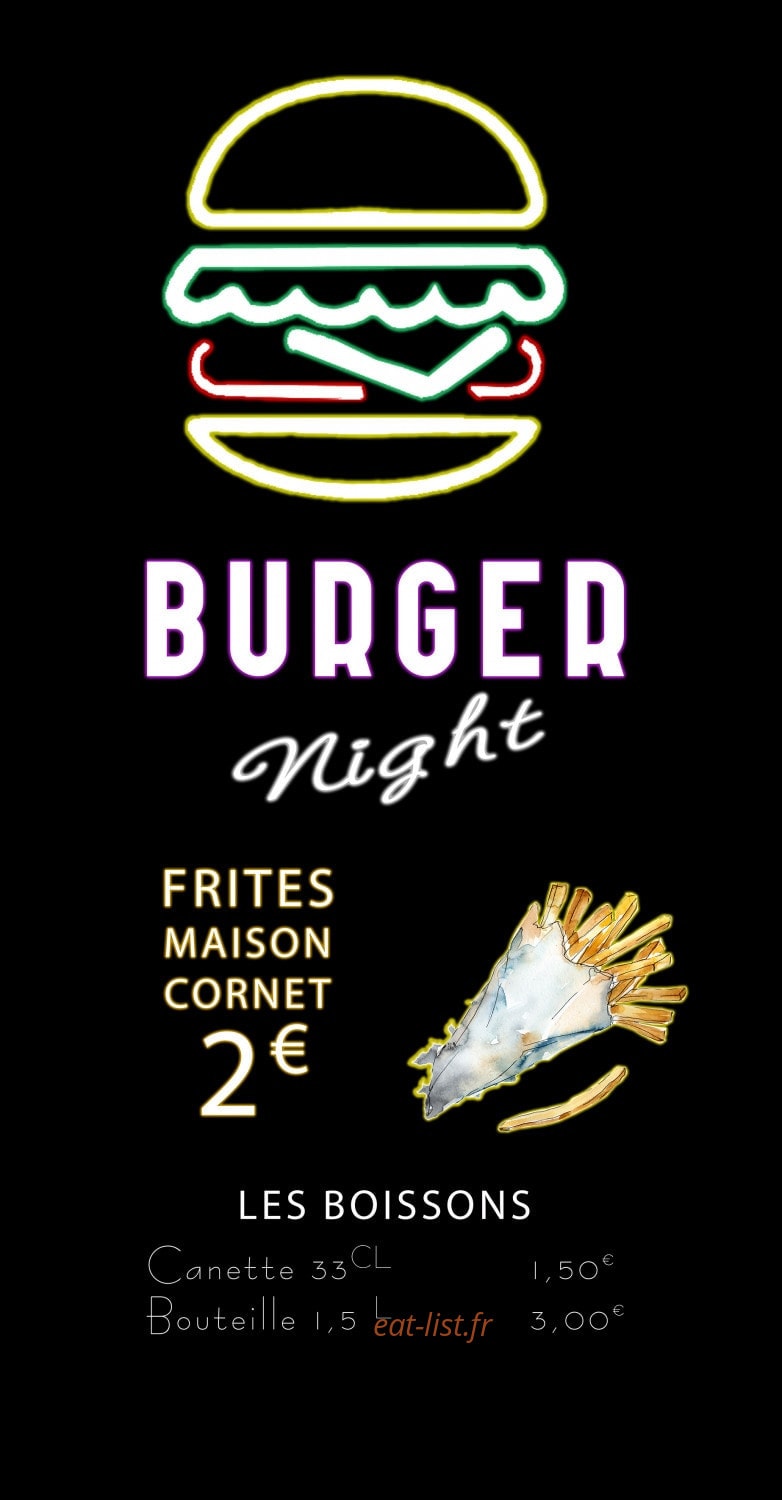 Burger night — carte page 1