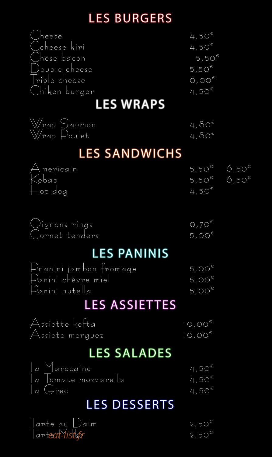 Burger night — carte page 2