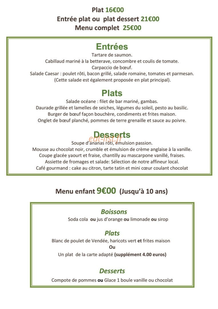 Café de l'Aquarium — carte page 2