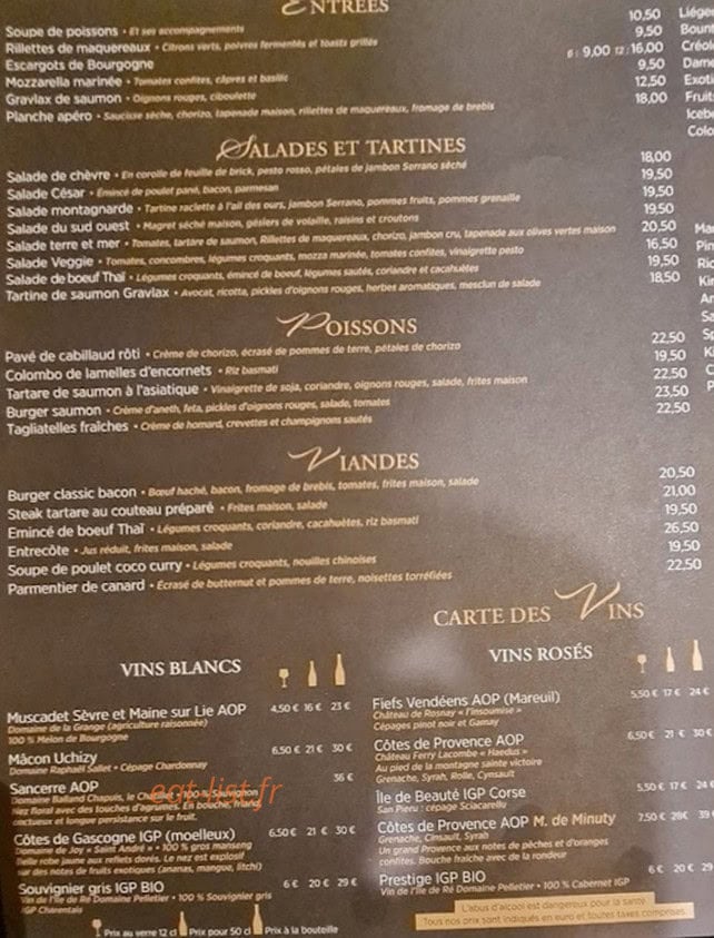 Café de la Paix — carte page 1