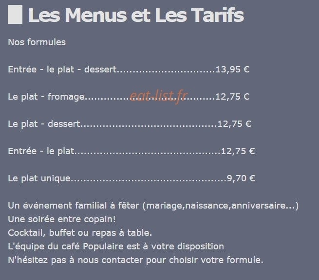 Café Populaire — carte page 1