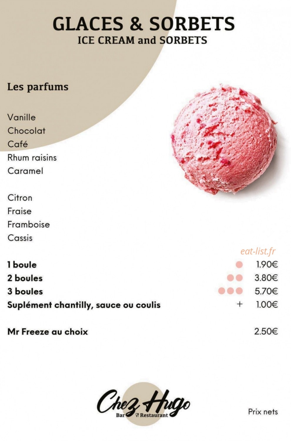 Chez Hugo — carte page 6