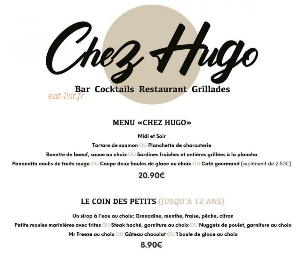 Chez Hugo — carte page 1