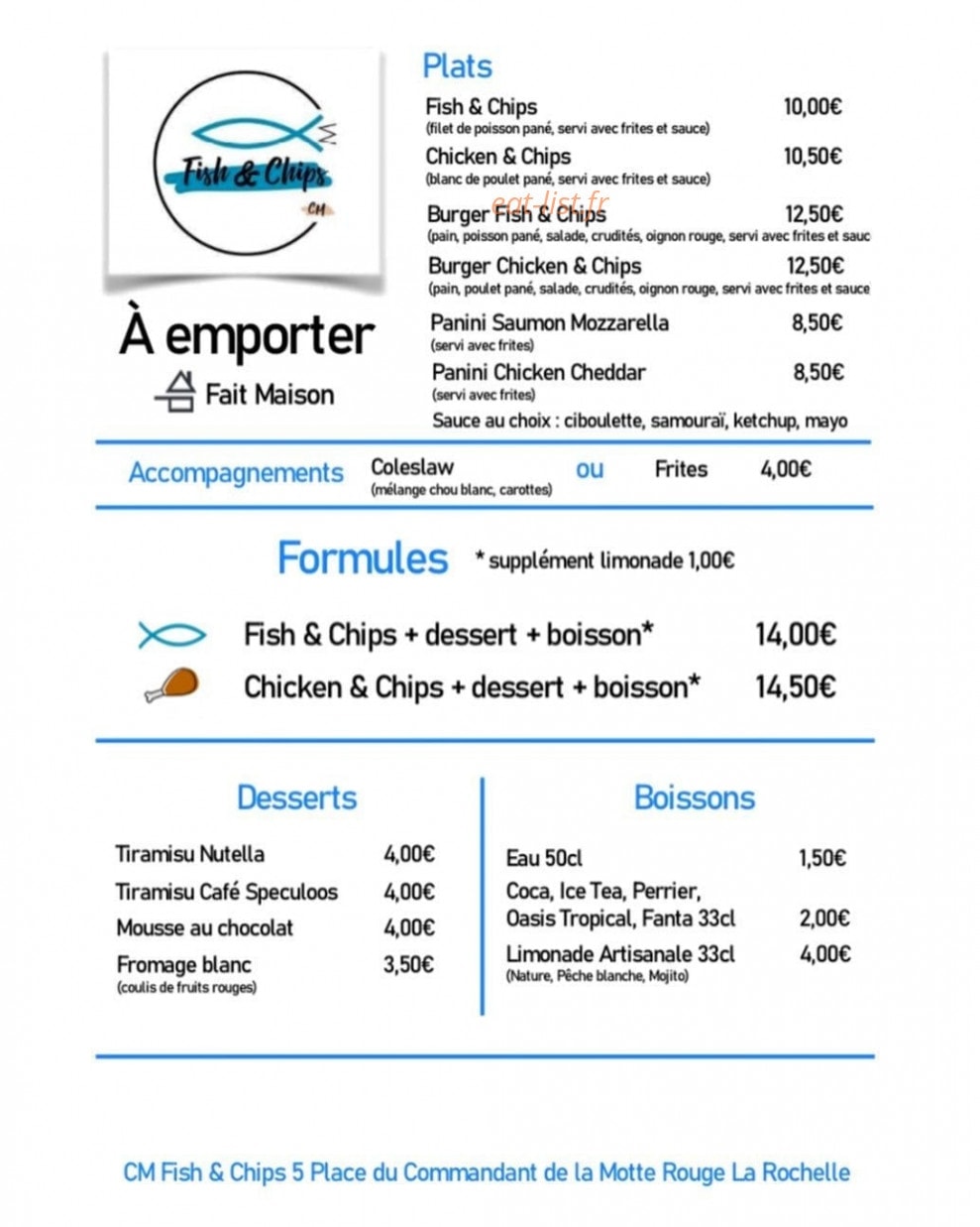 CM Fish & Chips — carte page 1