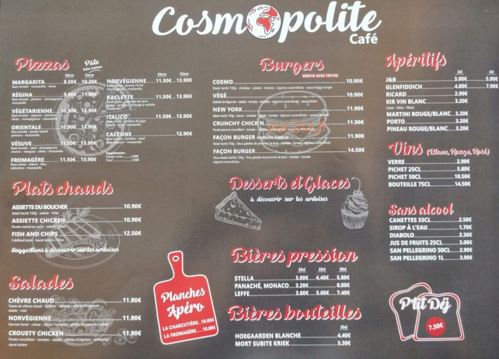 Cosmopolite Café — carte page 1