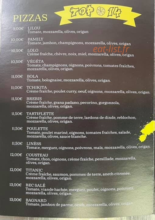 Family Pizz — carte page 2