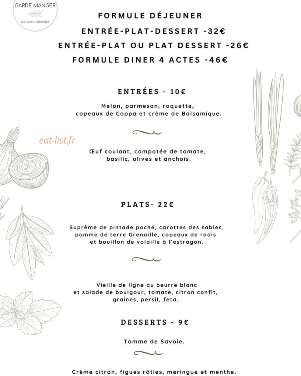 Garde Manger — carte page 1
