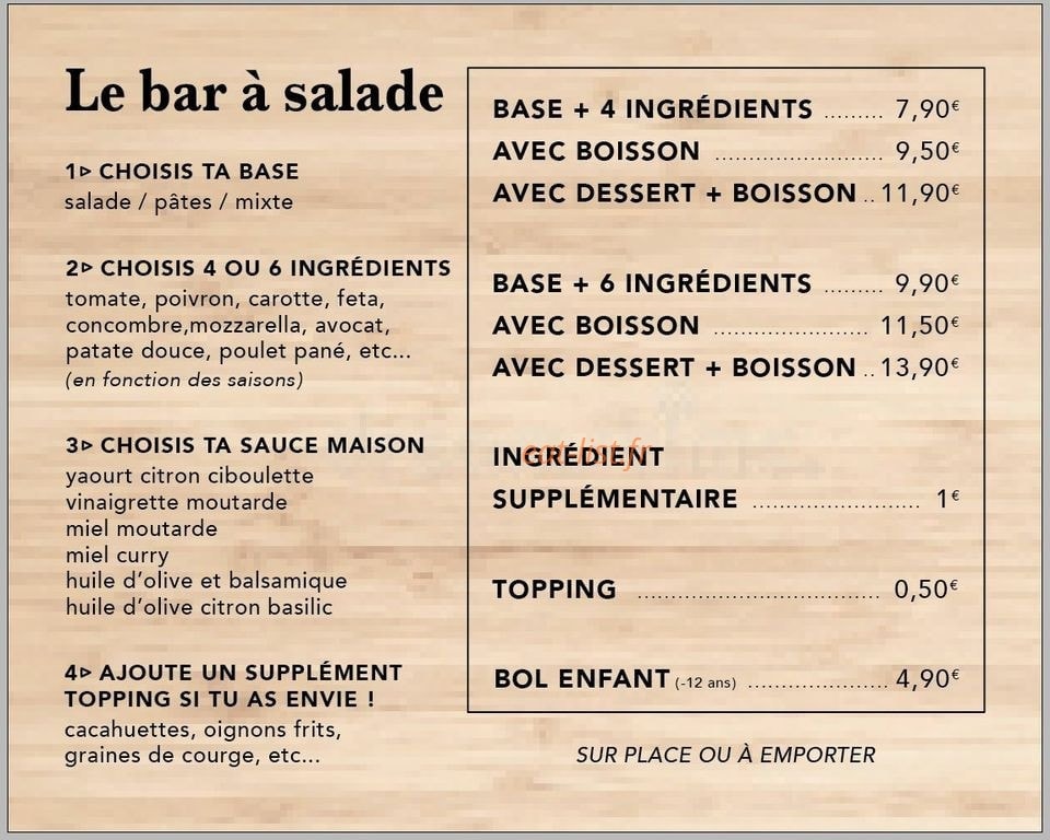 Garden Café — carte page 1