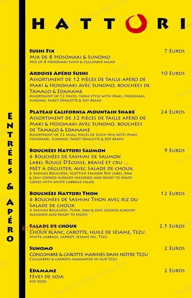 Hattori Sushi — carte page 2