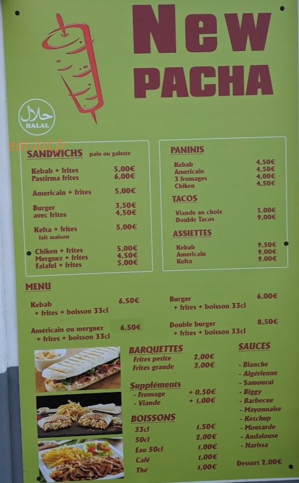 Kebab Pacha — carte page 1