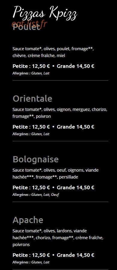 Kpizz — carte page 6