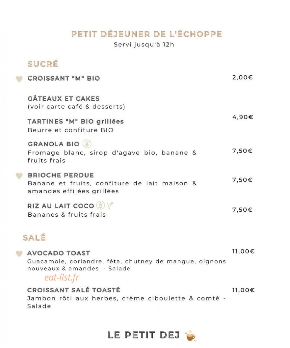 L’Echoppe — carte page 1