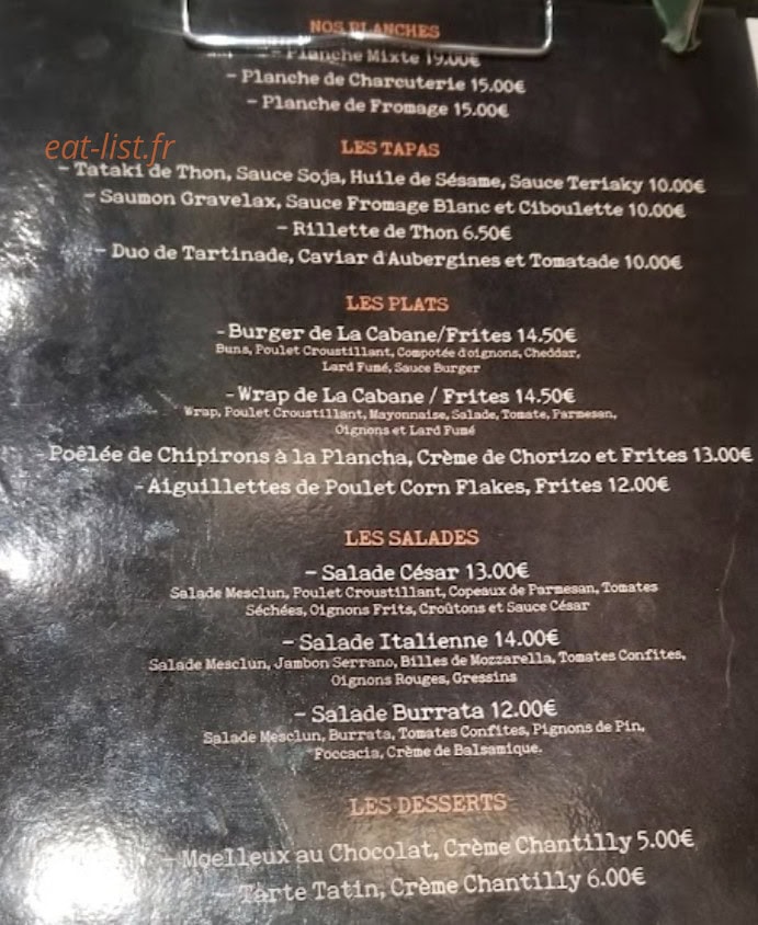 La Cabane du Dock — carte page 1