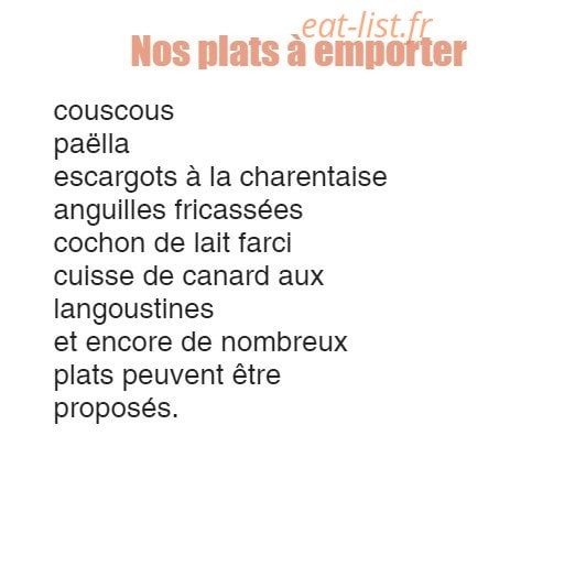 Carte et menu de La Goul'Beun'aise à La Rochelle — Les plats à emporter