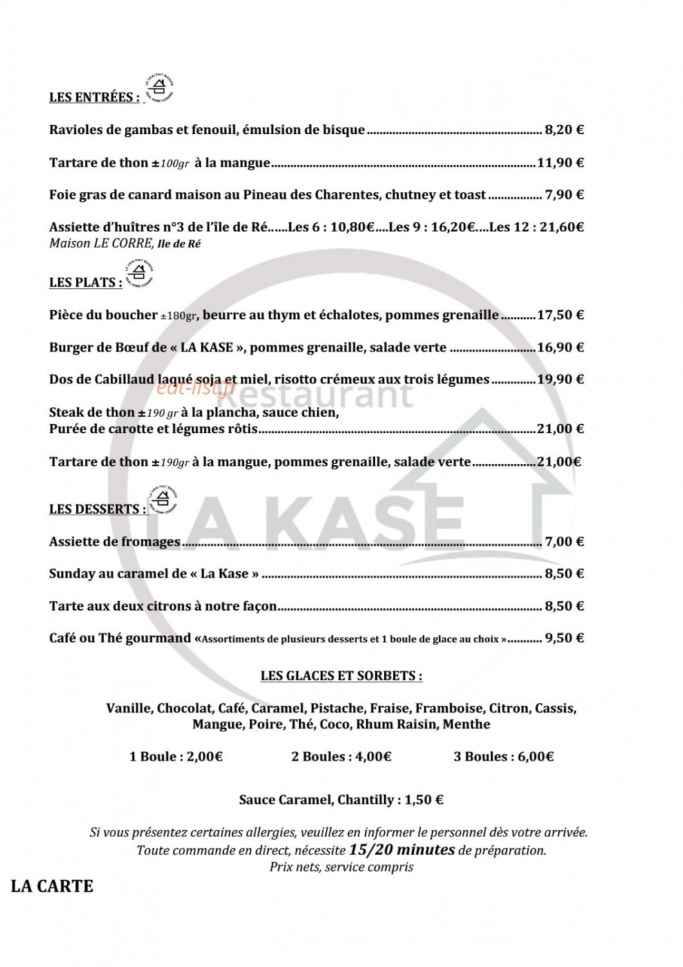 La Kase — carte page 3