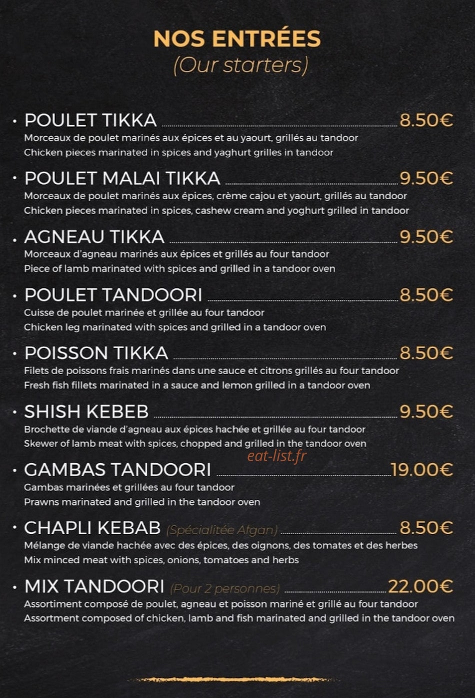 La Maison Du Curry — carte page 1