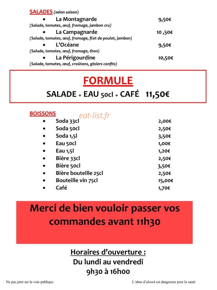La P'tite Bouffe — carte page 3