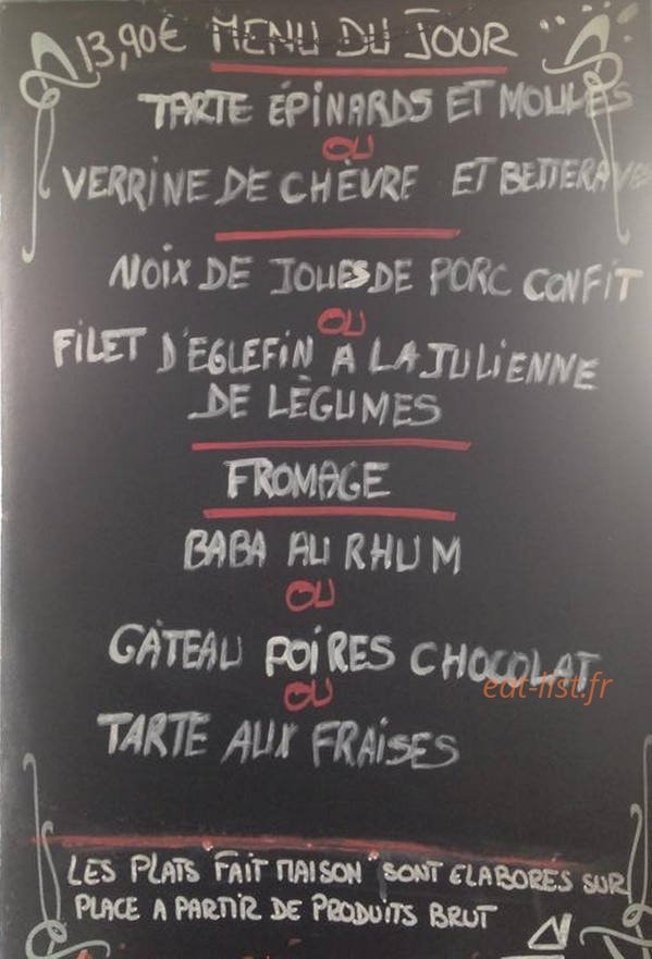 La P'tite Cantine — carte page 1