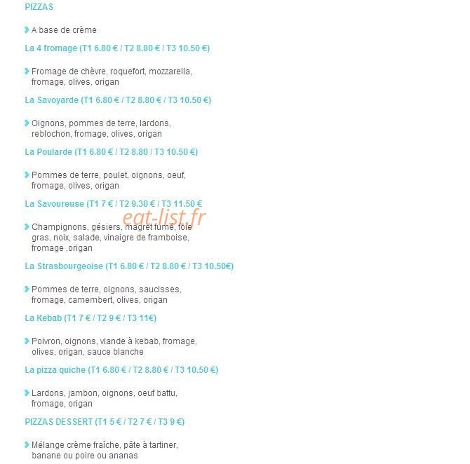 La Pallice Pizza — carte page 2