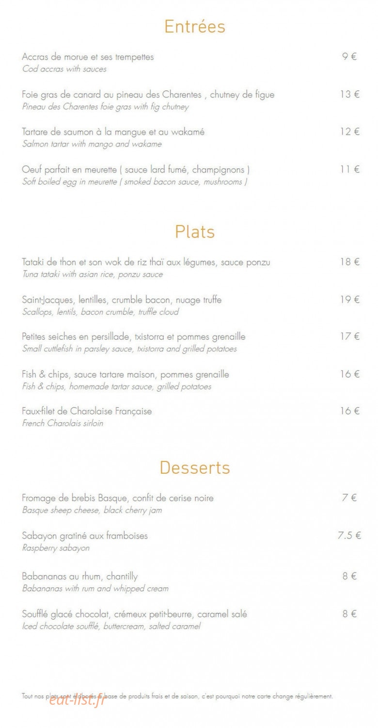 La salle à manger — carte page 1