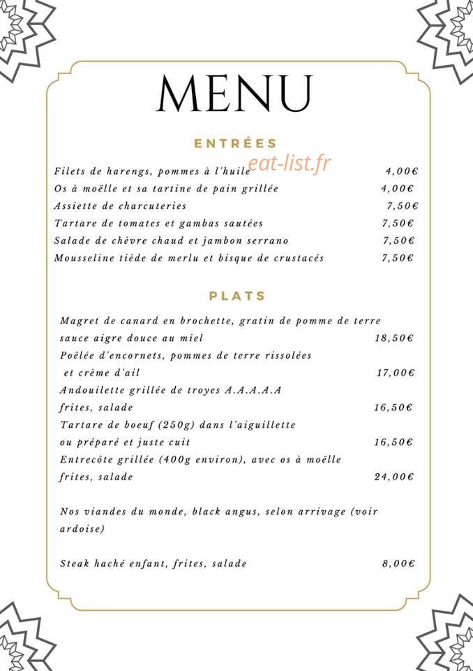 La Taverne de Tasdon — carte page 1
