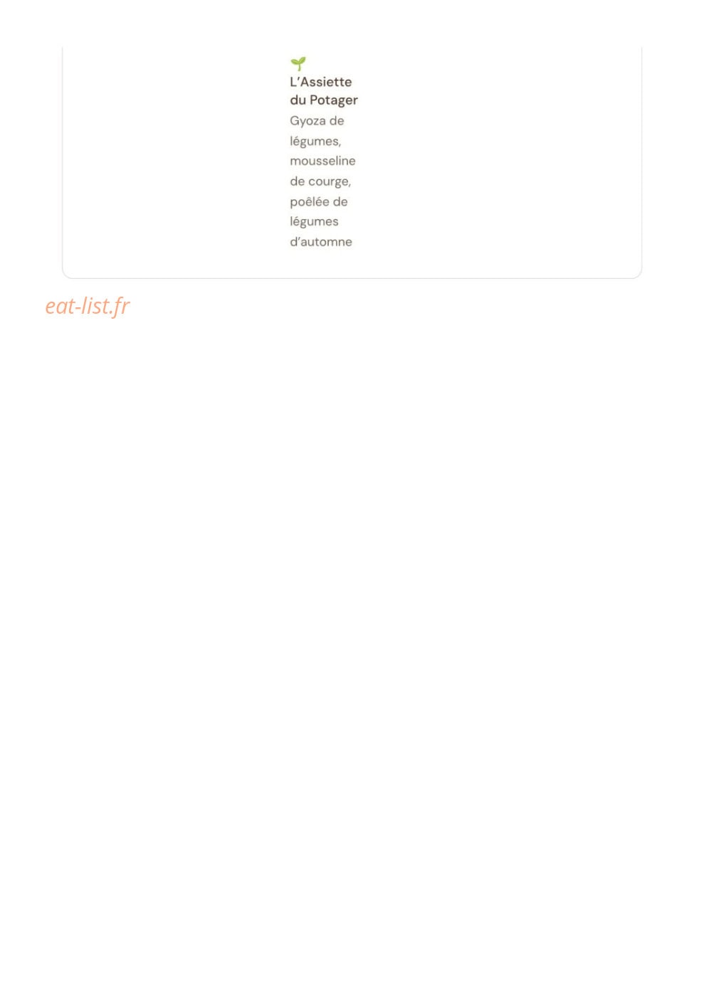 Carte et menu de La Villa Blanche à La Rochelle — Menu Bistro du midi (suite)