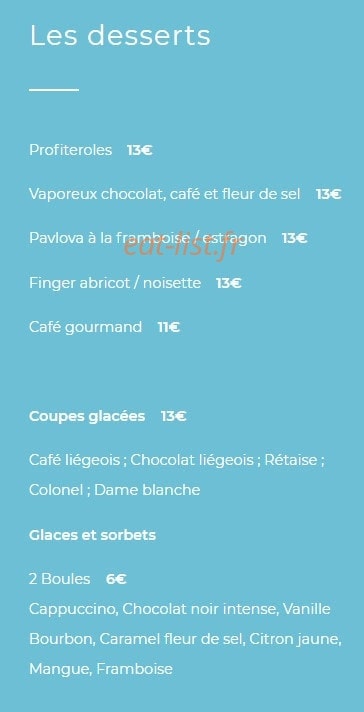 Carte et menu de La Yole de Chris à La Rochelle — Les desserts