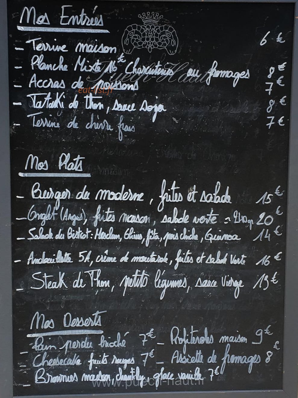 Le Bistrot Moderne — carte page 1