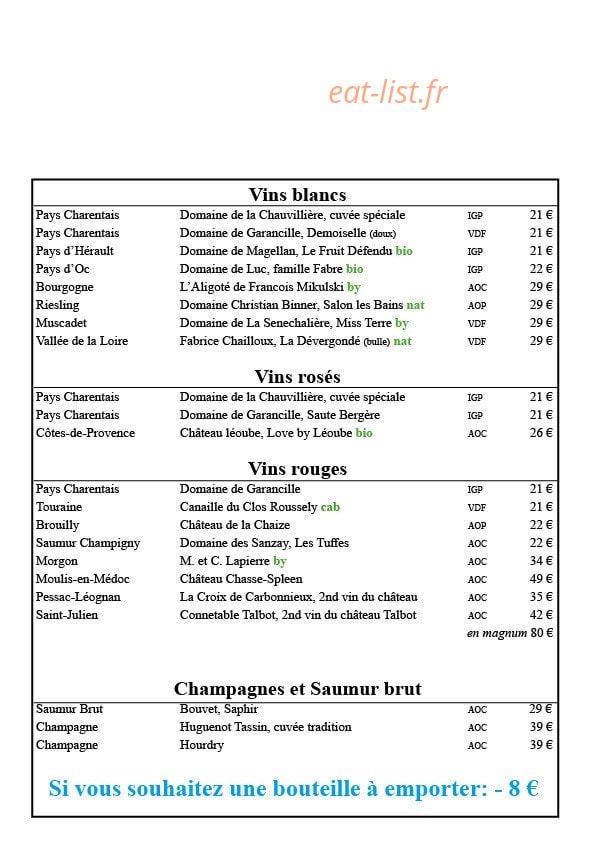 Le Café Molière — carte page 2
