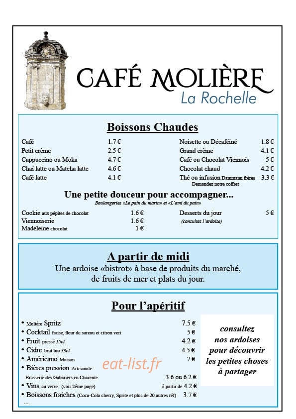Le Café Molière — carte page 1